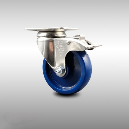 Service Caster 4 Inch 316SS Solid Polyurethane Swivel Top Plate Caster with Total Lock Brake SCC-SS316TTL20S414-SPUS